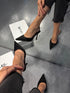 BURN Saten Siyah Taşlı Stiletto Terlik